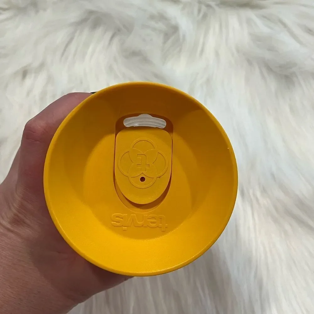 Tervis 16oz Tumbler Smiley Sunflower Embroidered Patch With Yellow Lid Insulated